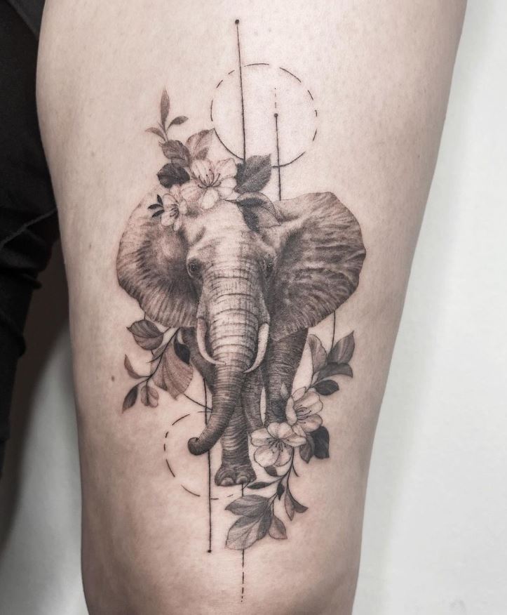Elefante e fiori