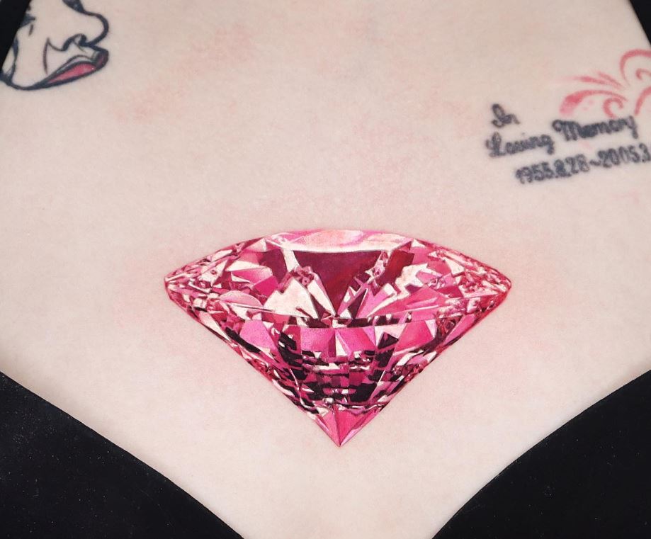Diamante rosa con scritta