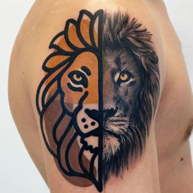 Leone a metà