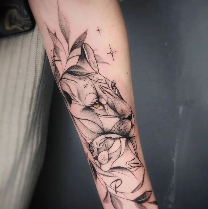 Leonessa con i fiori