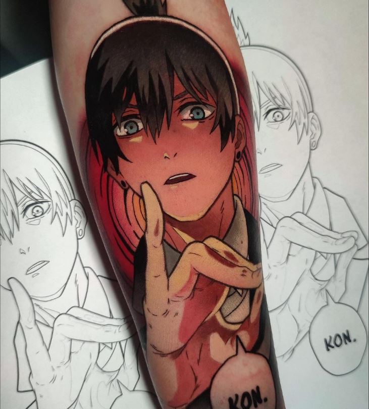 Tatuaggio anime colorato