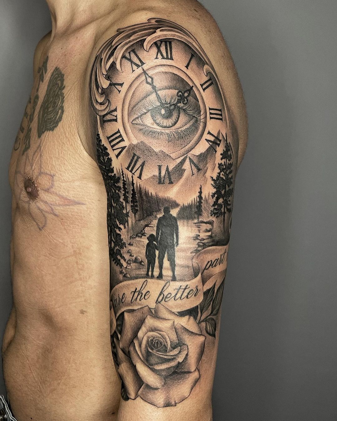 Tatuaggio di grandi dimensioni padre-figlia