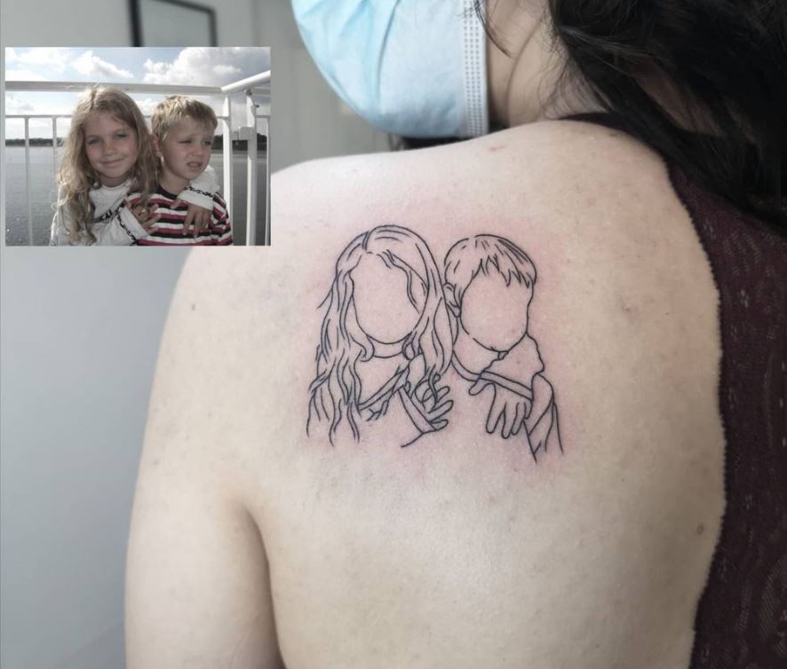 Tatuaggio fotografico fratello e sorella