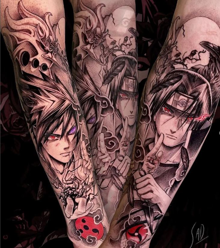 Tatuaggio naruto ricopre il braccio
