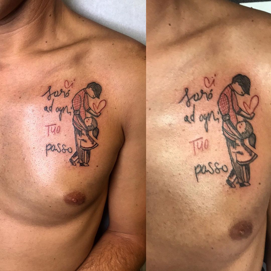 Tatuaggio padre-figlia con una dedica particolare