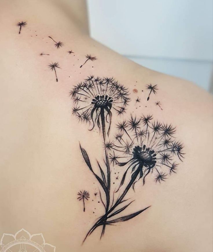 Arawat Adesivi Murali Dente Di Leone - 2 Pezzi Decorazione Parete Fiori Neri Per Camera - Foto 4